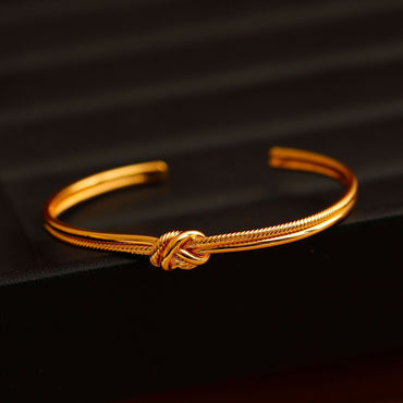 Copper 18K Gold Plated Casual Vintage Style Plating Solid Color Bangle
