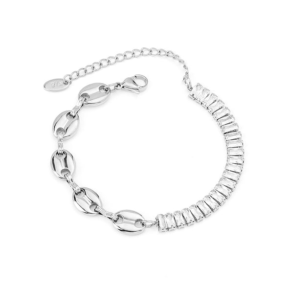 Stainless Steel 18K Gold Plated Simple Style Geometric Inlay Zircon Bracelets Necklace