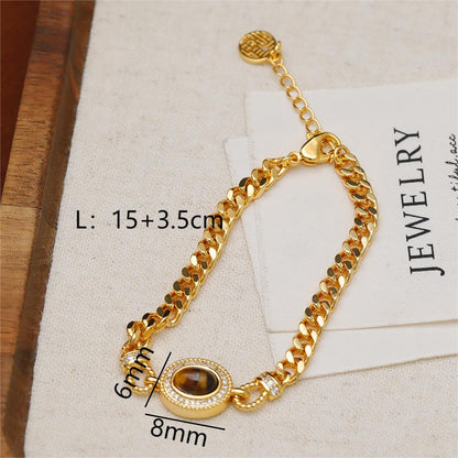 Copper 18K Gold Plated Casual Oval Plating Bracelets