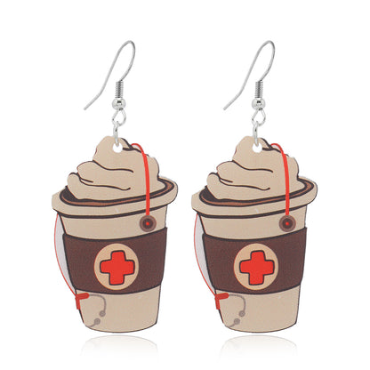 1 Pair Casual Cartoon Style Cup Arylic Silver Plated Drop Earrings