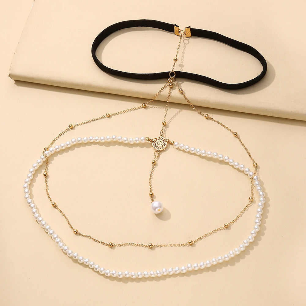 Sexy Solid Color Imitation Pearl Women's Body Chain