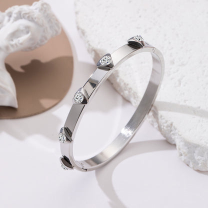Stainless Steel Vintage Style Star Heart Shape Bangle