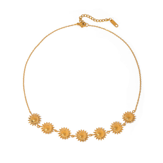 Stainless Steel 18K Gold Plated IG Style Flower Necklace