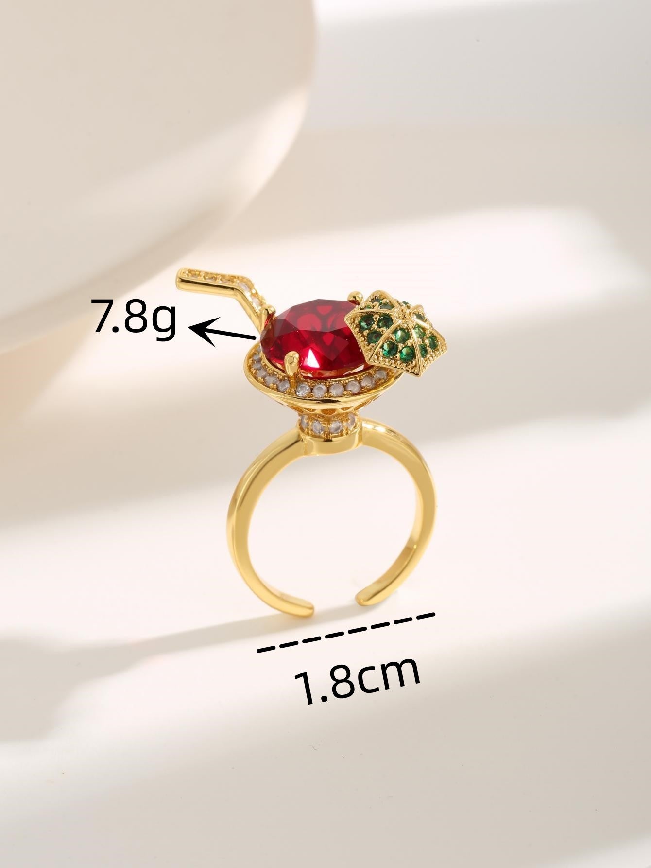 Wholesale Luxurious Shiny Lemon Copper Inlay 18K Gold Plated Zircon Open Rings