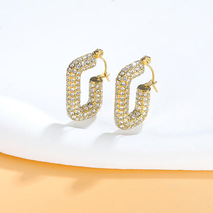 1 Pair Simple Style Moon Inlay Copper Zircon 18K Gold Plated Earrings