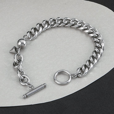 Stainless Steel Hip-Hop Simple Style Ball Solid Color Toggle Bracelets