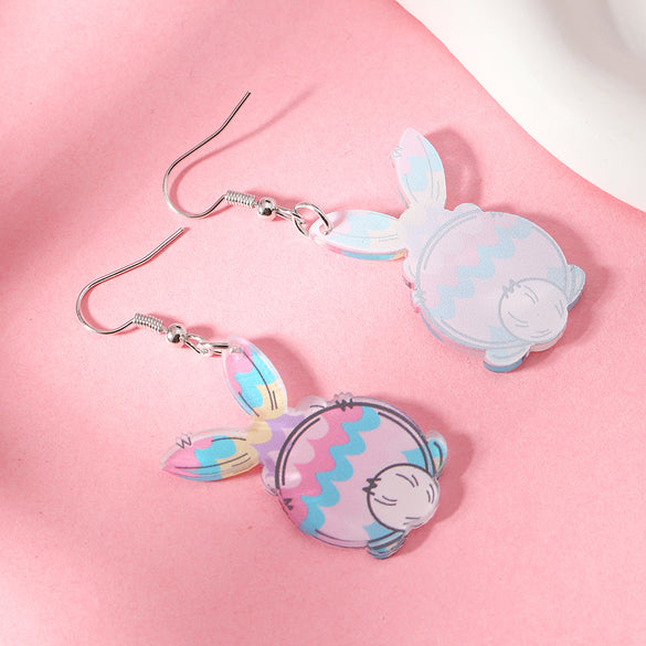 1 Pair Cute Vacation Bridal Animal Letter Tassel Arylic Silver Plated Drop Earrings