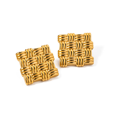 1 Pair IG Style Square Stainless Steel 18K Gold Plated Ear Studs