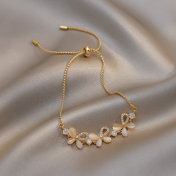 Simple Style Geometric Alloy Plating Artificial Gemstones Women's Bracelets