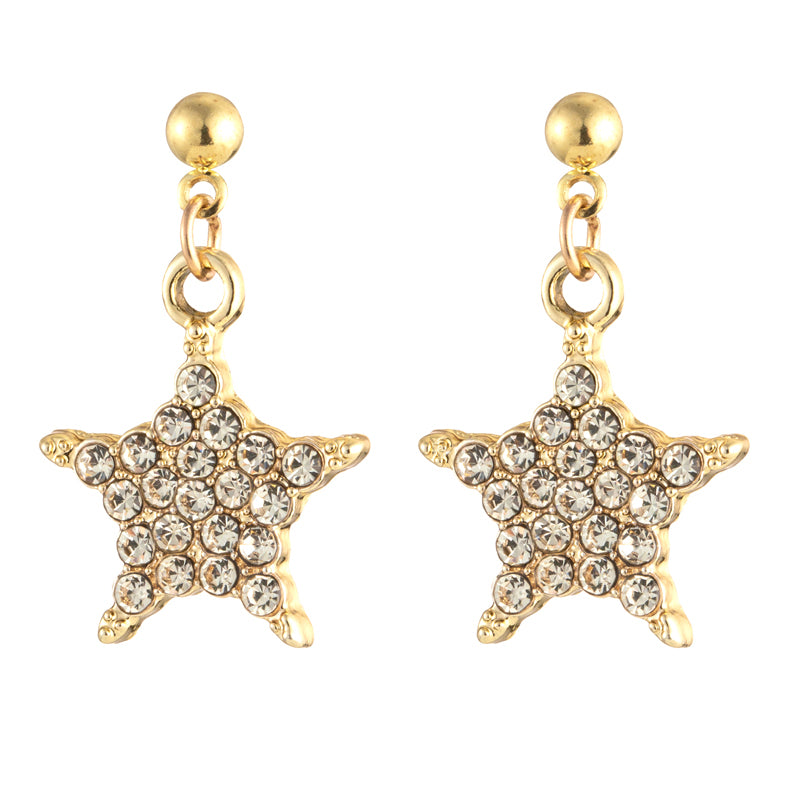 1 Pair Casual Cute Star Moon Alloy Rhinestones Gold Plated Silver Plated Drop Earrings
