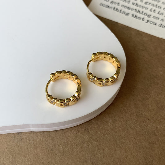 1 Pair Elegant Sweet Heart Shape Inlay Copper Zircon 18K Gold Plated Earrings