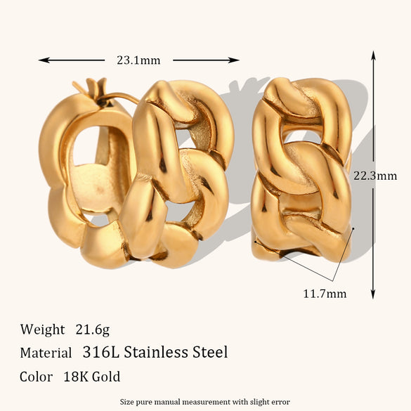 1 Pair Lady Simple Style Irregular Polishing Plating Stainless Steel 18K Gold Plated Hoop Earrings