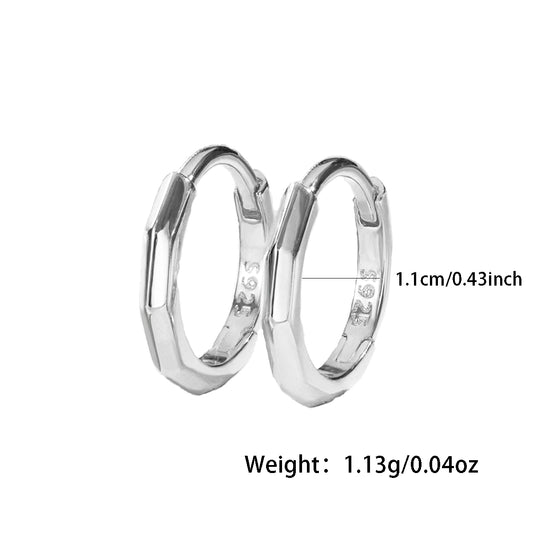 1 Pair Casual Simple Style Circle Round Sterling Silver White Gold Plated Hoop Earrings