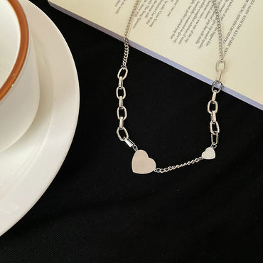 Stainless Steel Hip-Hop Simple Style Heart Shape Pendant Necklace