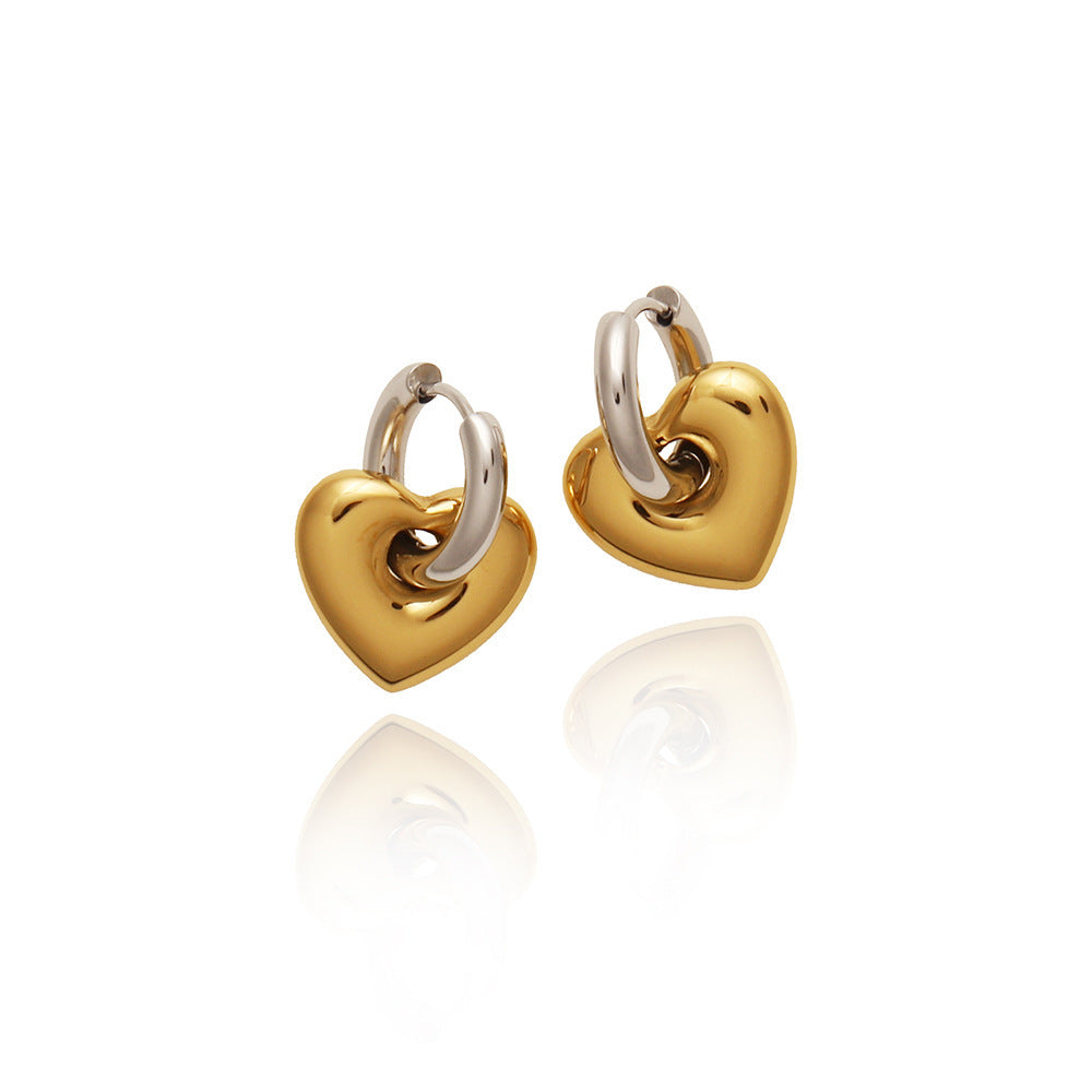 1 Pair Casual Elegant Heart Shape Titanium Steel 18K Gold Plated Drop Earrings