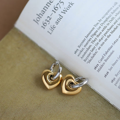 1 Pair Casual Elegant Heart Shape Titanium Steel 18K Gold Plated Drop Earrings