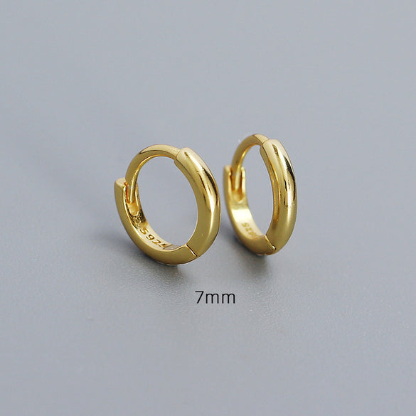 1 Pair Simple Style Round Plating Sterling Silver Hoop Earrings
