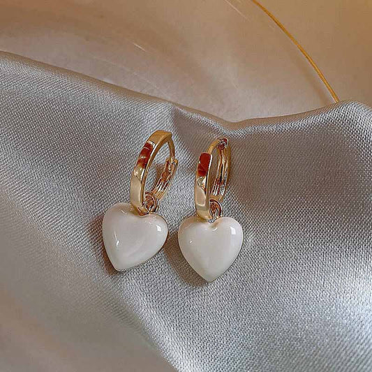 1 Pair Casual Simple Style Square Heart Shape Enamel Alloy Drop Earrings