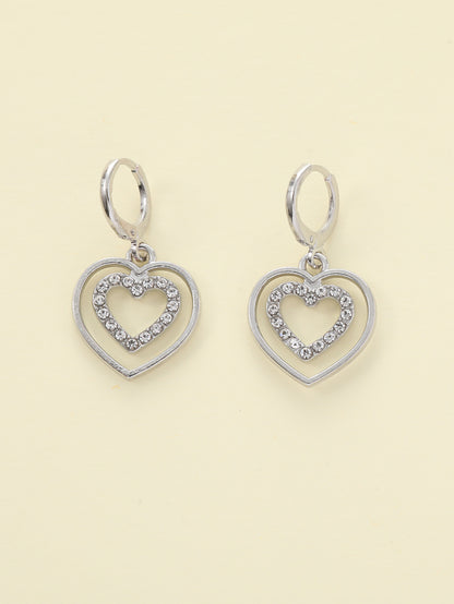 1 Piece Casual Simple Style Letter Heart Shape Stainless Steel Zircon Drop Earrings