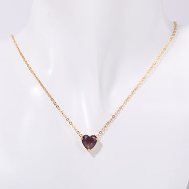 304 Stainless Steel Gold Plated Simple Style Plating Inlay Heart Shape Birthstone Pendant Necklace