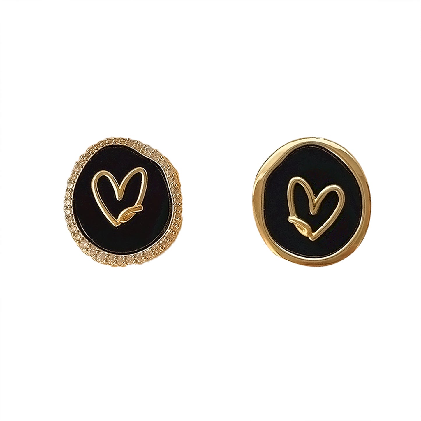 1 Pair Elegant Sweet Round Heart Shape Inlay Copper Zircon 18K Gold Plated Ear Studs