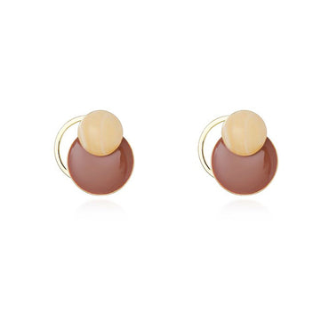 1 Pair Casual Elegant Sweet Round Enamel Copper 18K Gold Plated Ear Studs