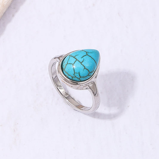 Wholesale Jewelry Simple Style Water Droplets Alloy Resin Plating Inlay Rings
