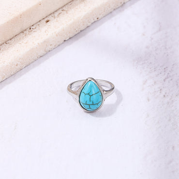 Wholesale Jewelry Simple Style Water Droplets Alloy Resin Plating Inlay Rings
