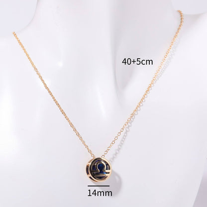 Copper Gold Plated Simple Style Streetwear Plating Inlay Constellation Birthstone Pendant Necklace