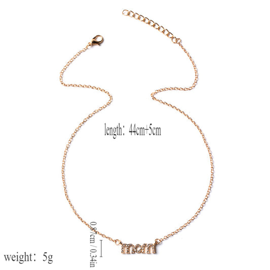 MAMA Modern Style Simple Style Letter Alloy Plating Inlay Rhinestones Mother'S Day Women's Necklace