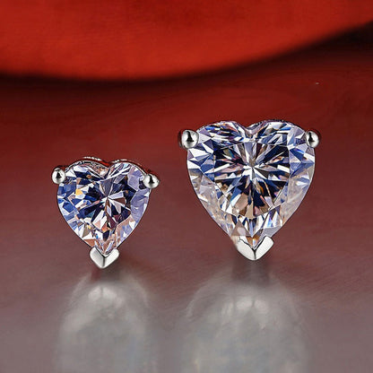1 Pair Elegant Glam Luxurious Heart Shape Inlay Sterling Silver Moissanite Ear Studs