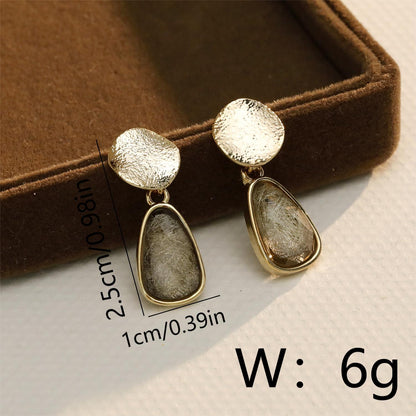 1 Pair Simple Style Color Block Plating Copper 18K Gold Plated Drop Earrings
