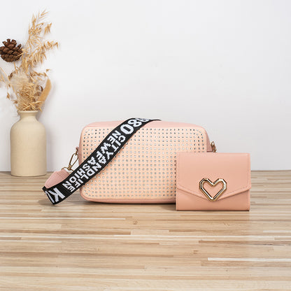 Women's Small PVC Heart Shape Solid Color Classic Style Zipper Crossbody Bag