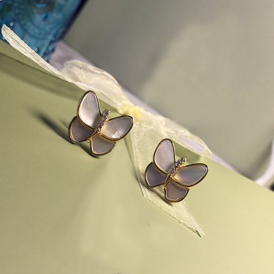 1 Pair Commute Butterfly Plating Inlay Copper Zircon 18K Gold Plated Ear Studs
