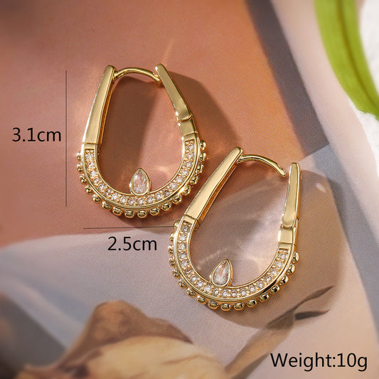 1 Pair Simple Style Commute Solid Color Plating Inlay Copper Zircon 18K Gold Plated Drop Earrings