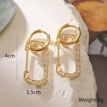 1 Pair Simple Style Commute Solid Color Plating Inlay Copper Zircon 18K Gold Plated Drop Earrings