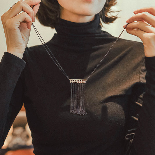 Copper Black Nickel Plating Elegant Glam Tassel Inlay Glass Stone Earrings Necklace