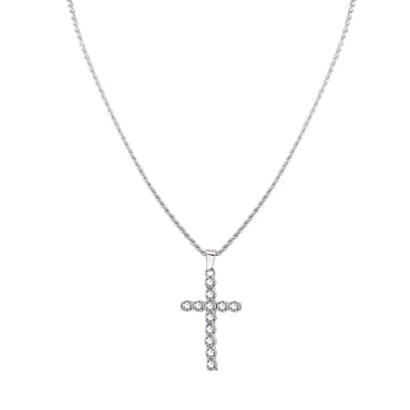 Stainless Steel 18K Gold Plated Business Simple Style Cross Plating Inlay Rhinestones Pendant Necklace