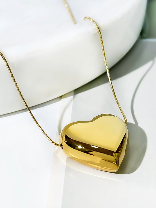Stainless Steel 18K Gold Plated Simple Style Classic Style Heart Shape Plating Pendant Necklace