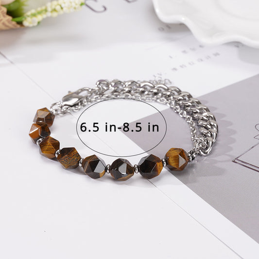 Stainless Steel Natural Stone Simple Style Classic Style Gem Beaded Bracelets