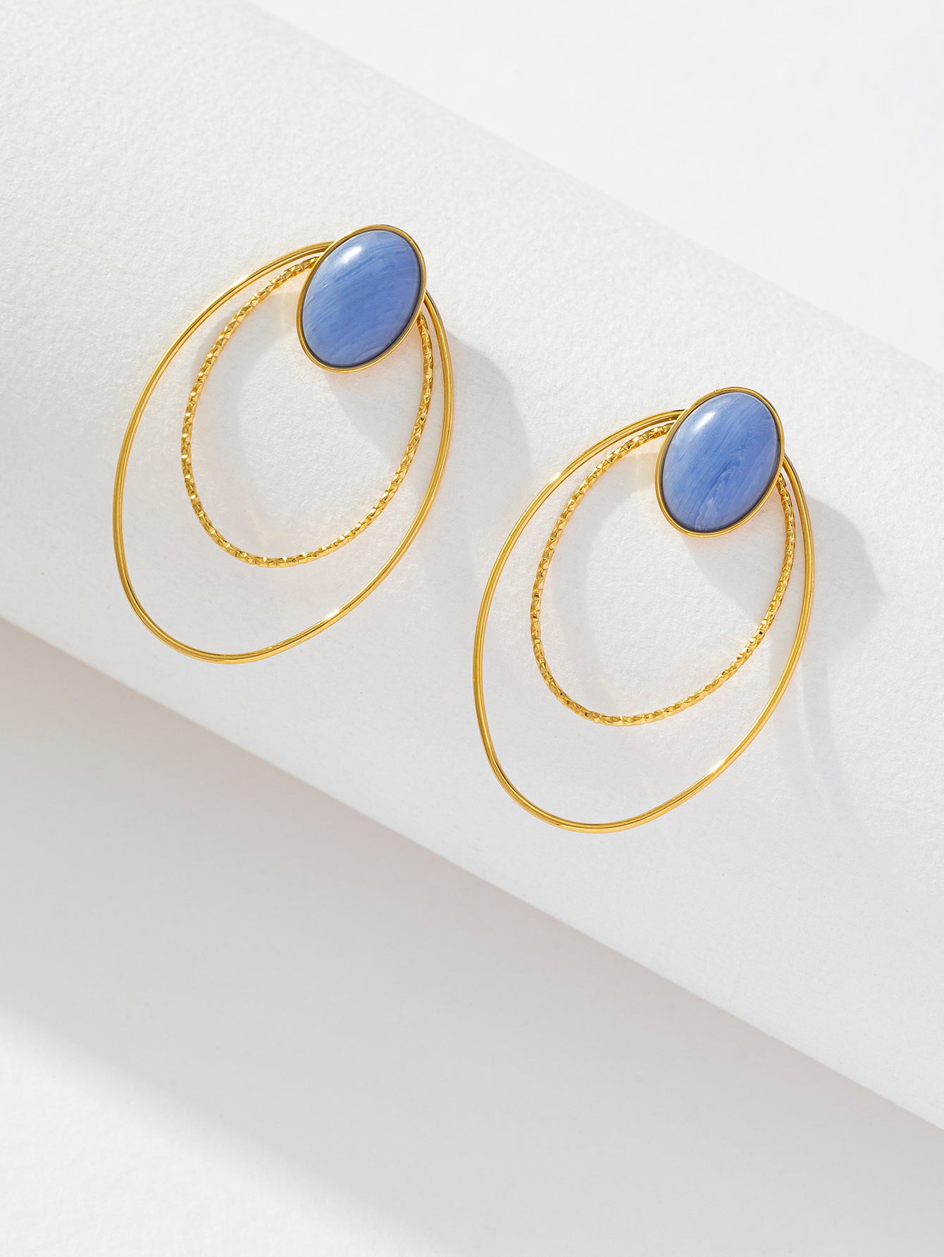 1 Pair Casual Cute Solid Color Inlay Stainless Steel Artificial Crystal 18K Gold Plated Hoop Earrings