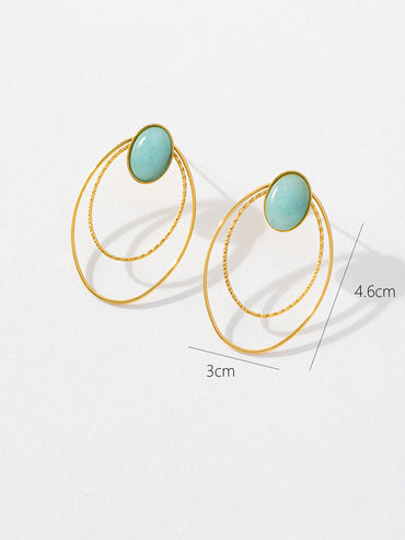 1 Pair Casual Cute Solid Color Inlay Stainless Steel Artificial Crystal 18K Gold Plated Hoop Earrings