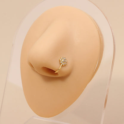 1 Piece Nose Rings & Studs Simple Style Geometric Metal Plating Inlay Zircon Nose Rings & Studs