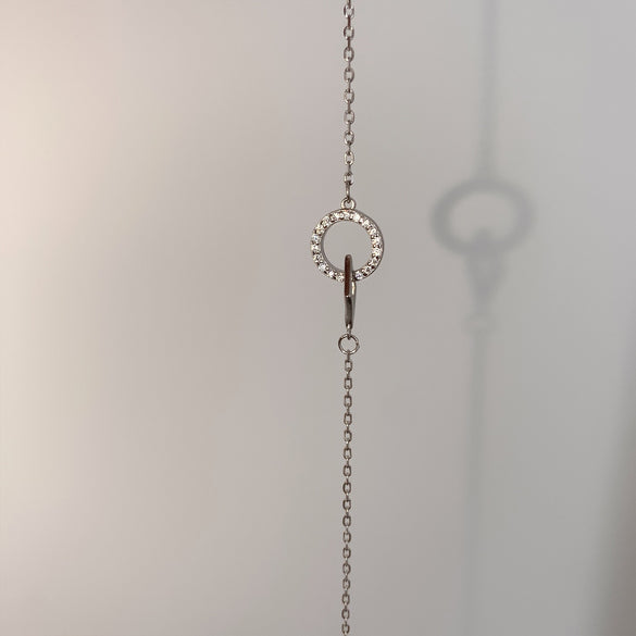 Sterling Silver Romantic Simple Style Quadrilateral Round Buckle Inlay Zircon Bracelets