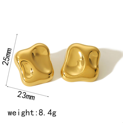 1 Pair Casual Irregular Geometric Polishing Stainless Steel 18K Gold Plated Ear Studs