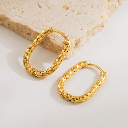 1 Pair Casual Classic Style Round Gourd Stainless Steel 18K Gold Plated Hoop Earrings