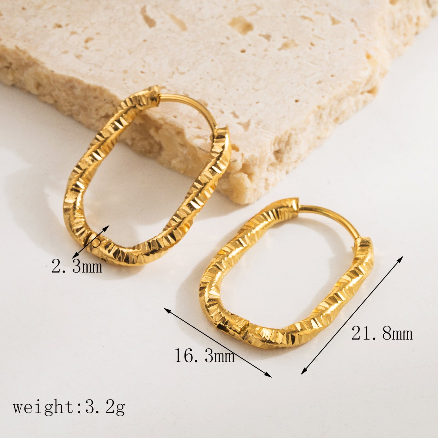 1 Pair Casual Classic Style Round Gourd Stainless Steel 18K Gold Plated Hoop Earrings