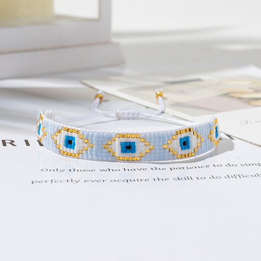 IG Style Devil's Eye Artificial Crystal Glass Knitting Women's Bracelets
