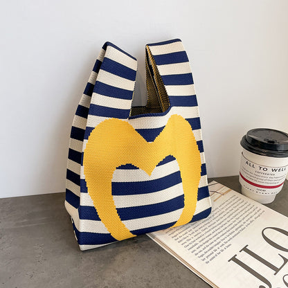Women's Medium Polyester Heart Shape Cute Bucket Open Handbag Shopping Bags