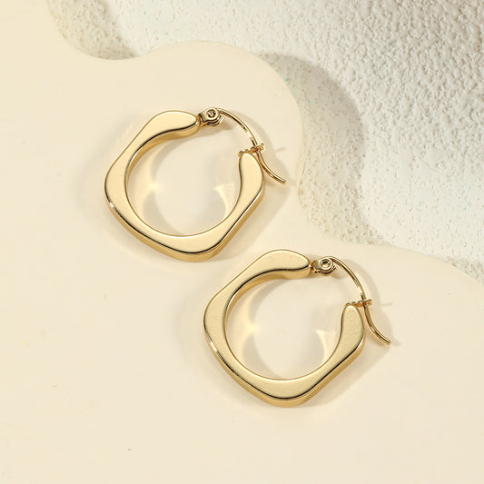 1 Pair Casual Modern Style Classic Style Solid Color Plating Titanium Steel 18K Gold Plated Earrings